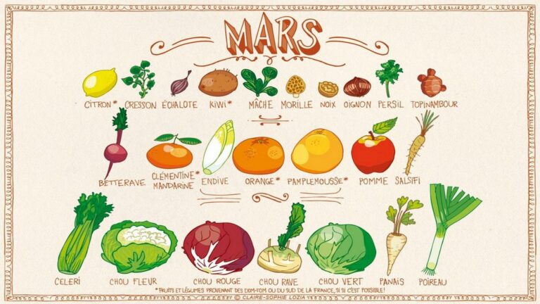 Calendrier des fruits et légumes de saison en mars